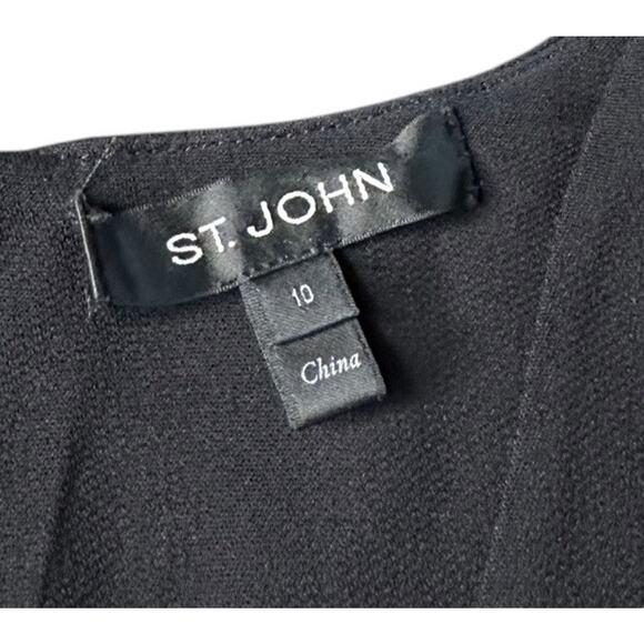 St John Black Viscose Sleeveless V Neck Fit & Flare Dress Cocktail Party Size 10 - Picture 6 of 9